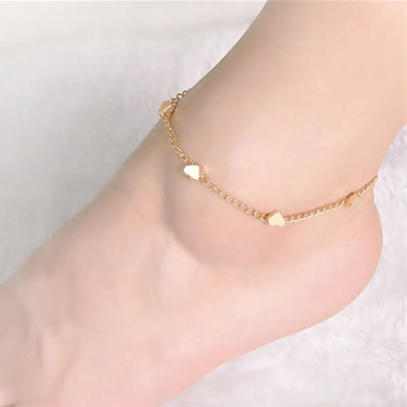 Women Heart Love Design Gold Foot Jewelry Chain Anklet Bracelet For Girls Summer Fashion Accessories | Украшения и аксессуары