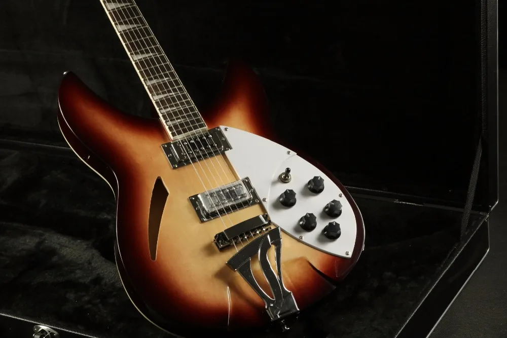 Высококачественная электрическая гитара sunburst rikenbaker стеганая Кленовая верхняя