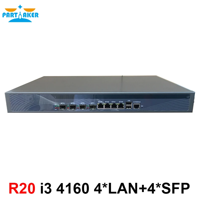 Firewall Appliance 1U with 4* intel 1000M 82574L Gigabit LAN 4* SPF Intel Core i3 4130 3.4Ghz Mikrotik ROS 2G RAM 32G SSD