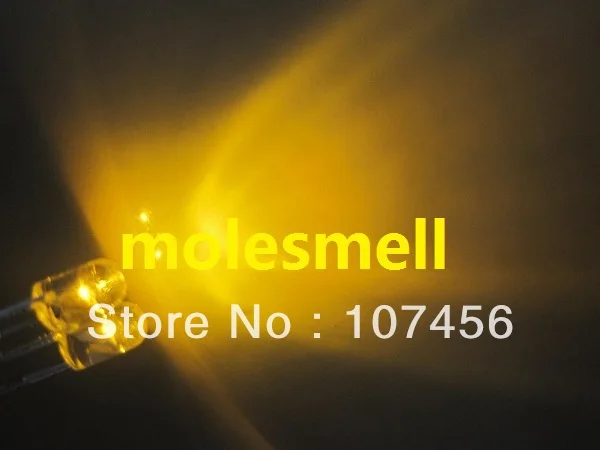 

100pcs 3mm Yellow Round Flangeless Water Clear Led Leds Lamp Free Resistors 3mm ultra bright yellow led