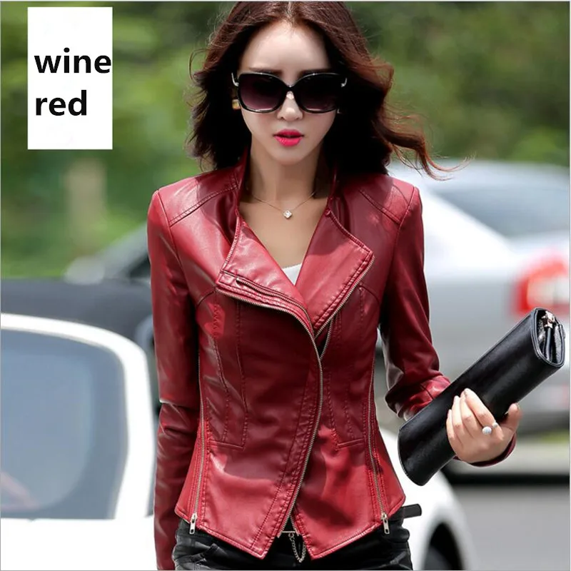 Куртка женская из искусственной кожи с воротником 2019|pu leather coat women|leather womenpu |
