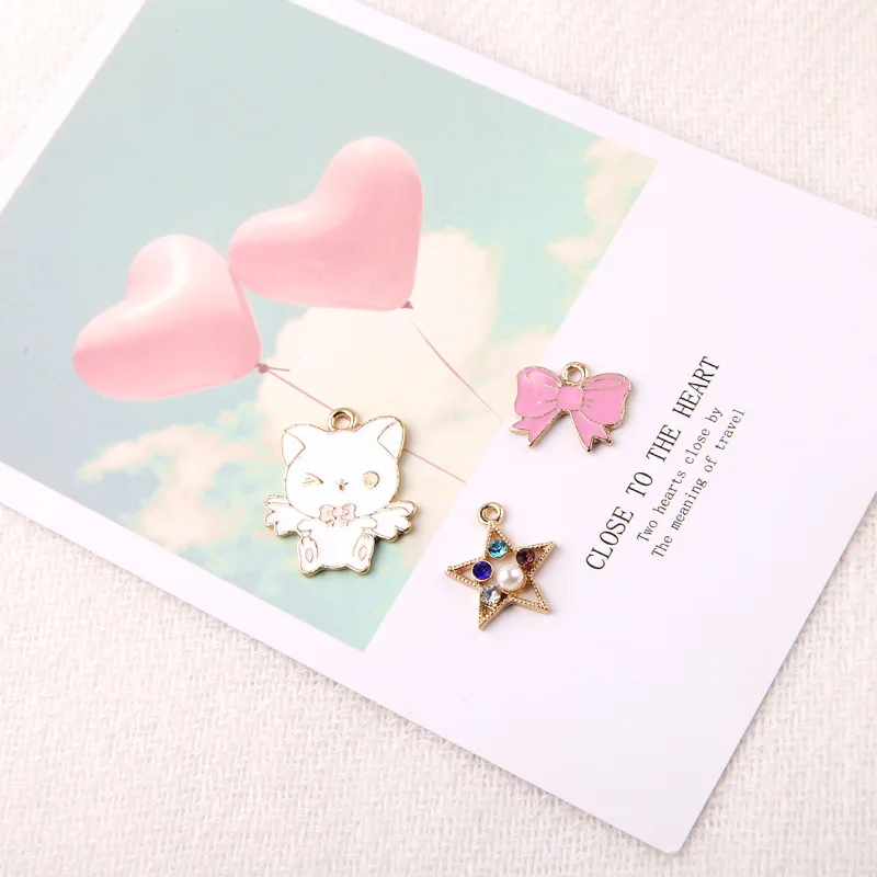 Diy Jewelry Accessories Earrings Hand Made Material Bracelet Pendant Drop Oil Alloy Wings Cat Stars Bow 10pcs | Украшения и