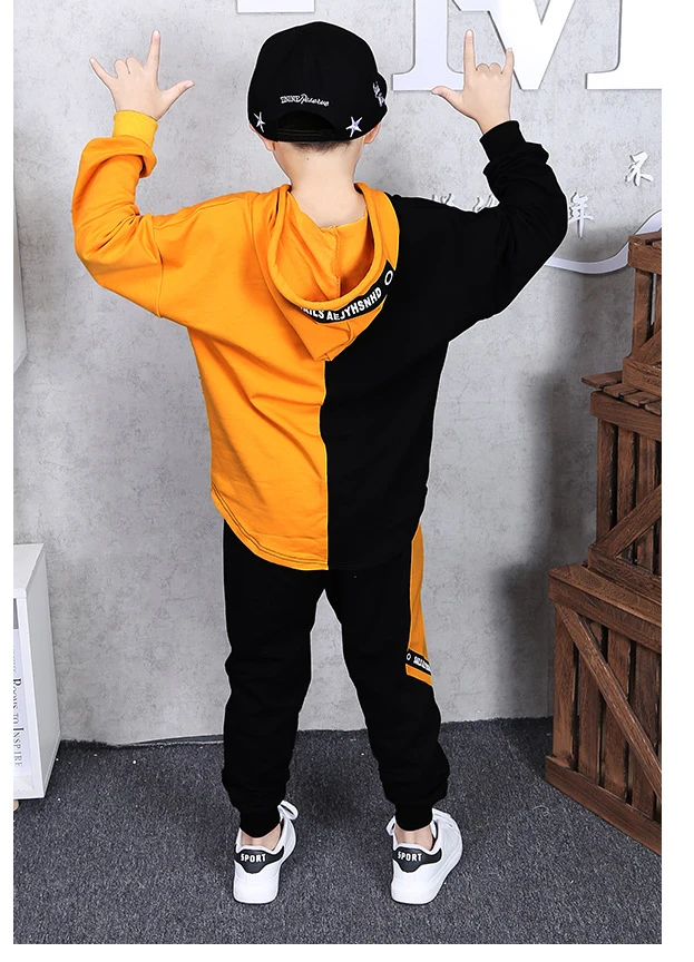 For 3-14 Years Kids 2 pieces Clothes Suits Children Cotton Clothing hiphop Streetwear Dance Set Sport Boys Girls Costumes