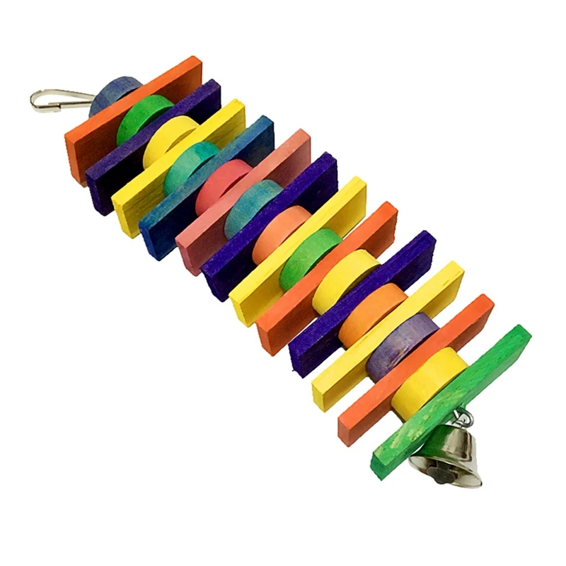 

Pet Bird Toy Building Blocks Chew Bite-resistant Toy Hanging Colorful Wooden Parrot Cage