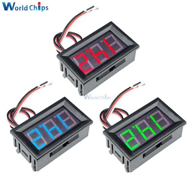 

0.56" 0.56 Inch DC 4.5/4.7/5~30V Red Blue Green LED Display Panel Voltage Meter Voltmeter 3 Wires 3 Three Digital Voltage Meter