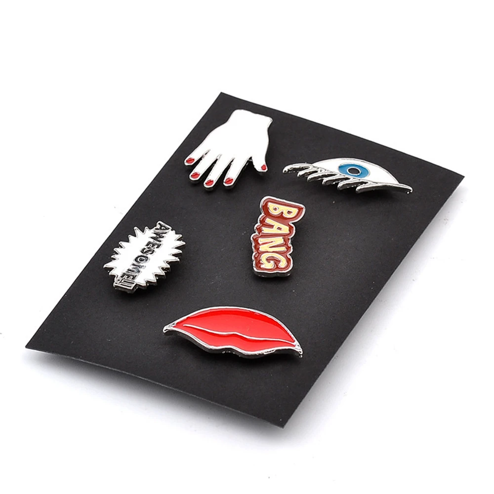 Распродажа 5 шт./лот модная брошь булавки кнопки красные губы пальмовые глазки