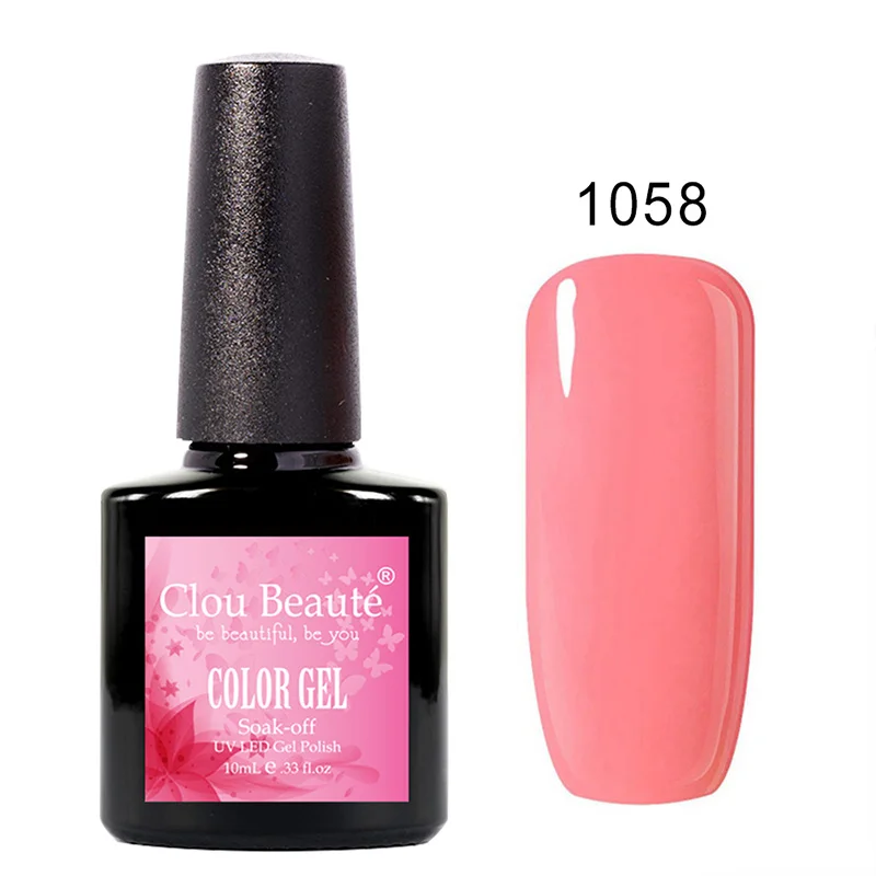 1058 Clou Beaute мягкая цветная основа и верхнее покрытие УФ гель лак для ногтей 10 мл vernis полуперманентный УФ-гель для ногтей впитывающий гель лак 1325 - Цвет: 1058