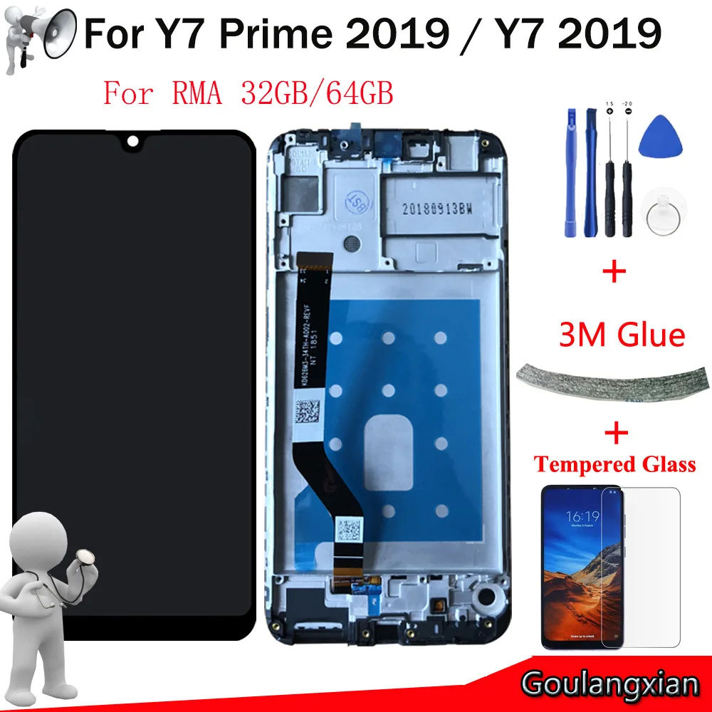 Оригинальный ЖК дисплей AAA с рамкой для Huawei Y7 2019 экран Prime Sceen 10 Touch|Экраны