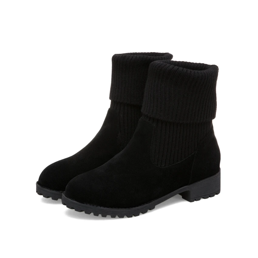 Зимние сапоги Botas Mujer 2018 Новые женские ботинки модная обувь из флока на высоком