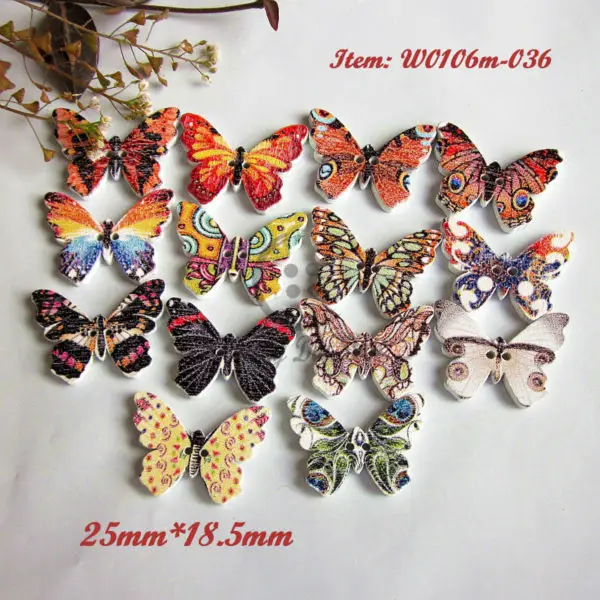 Деревянные пуговицы с изображением животных 144 шт цветные бабочки деревянные для