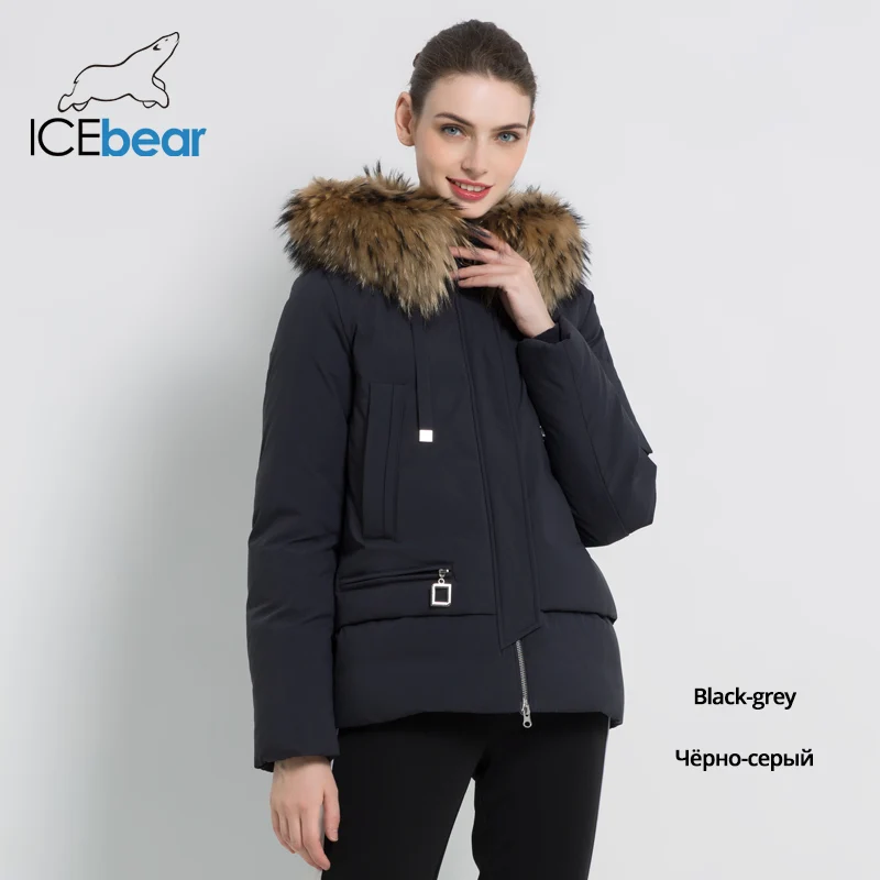 G662 ICEbear Зимняя куртка с капюшоном и отороченным натуральным мехом енота Женская куртка высококачественная теплая куртка Стильная женская одежда бренда GWD19062I - Цвет: G662