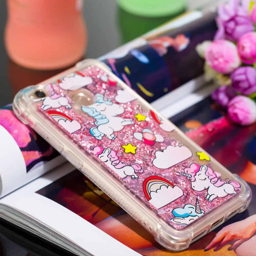 Unicorn Owl Cover For Xiaomi Redmi 4X X4 4 X Dynamic Liquid Debris Quicksand Soft Back Case Xiao Red mi Honemi Shell Bag |