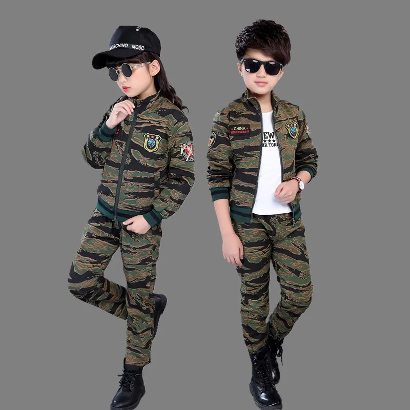 Children's Camouflage Clothing Set Fall Boys Military Uniform Kids Handsome Sport Suit Clothes Girls Jacket + Pants 2 Pcs X159 | Детская