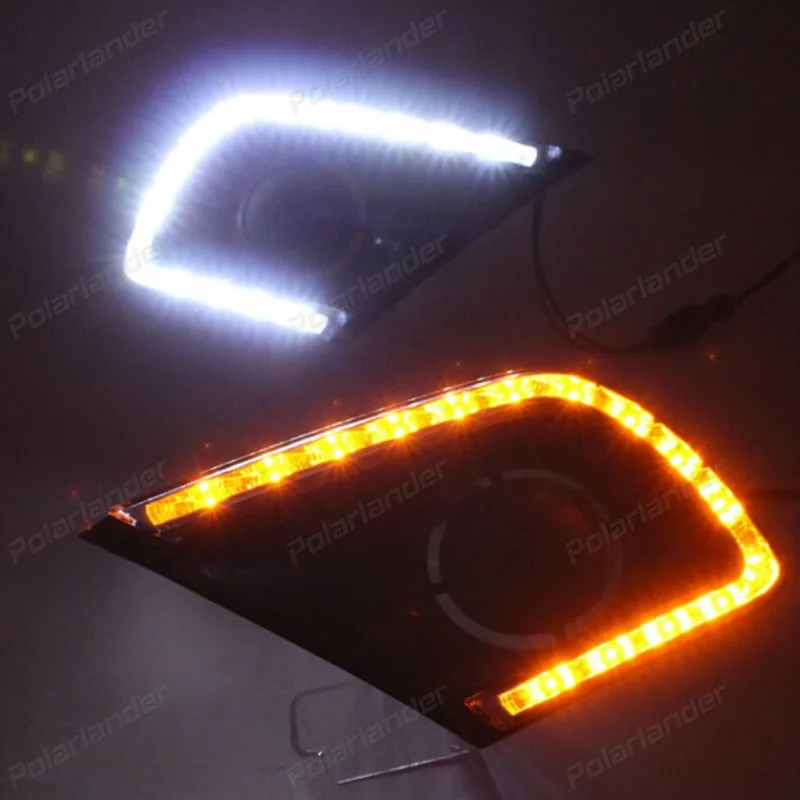 

black fog lamp cover For T/oyota I/nnova 2013-2015 Tube LED Daytime Day Fog Light DRL Signal Light Run lamps