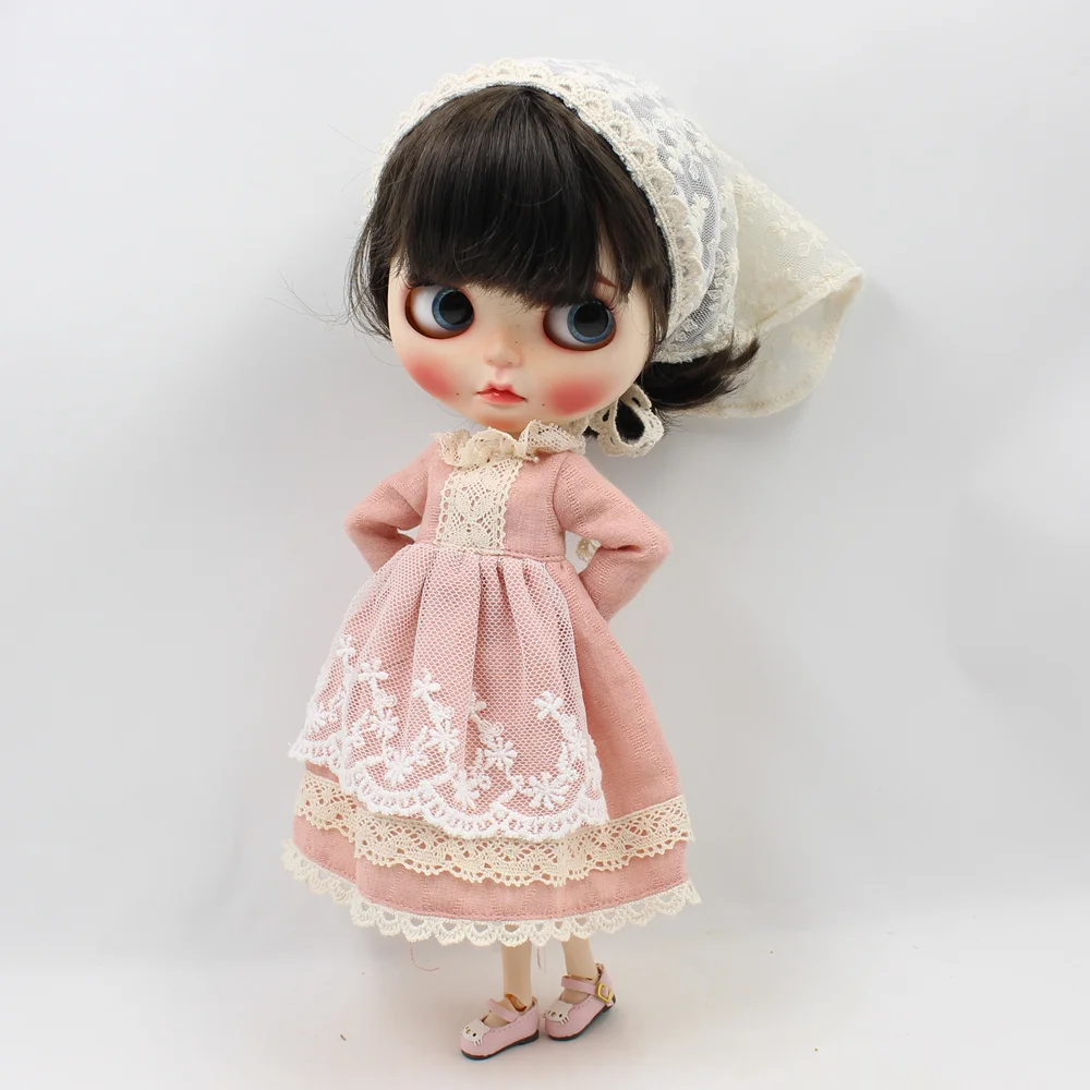 Blyth одежда 1/6 кукла ICY Licca тело леди розовое платье белый шарф Neo Бесплатная
