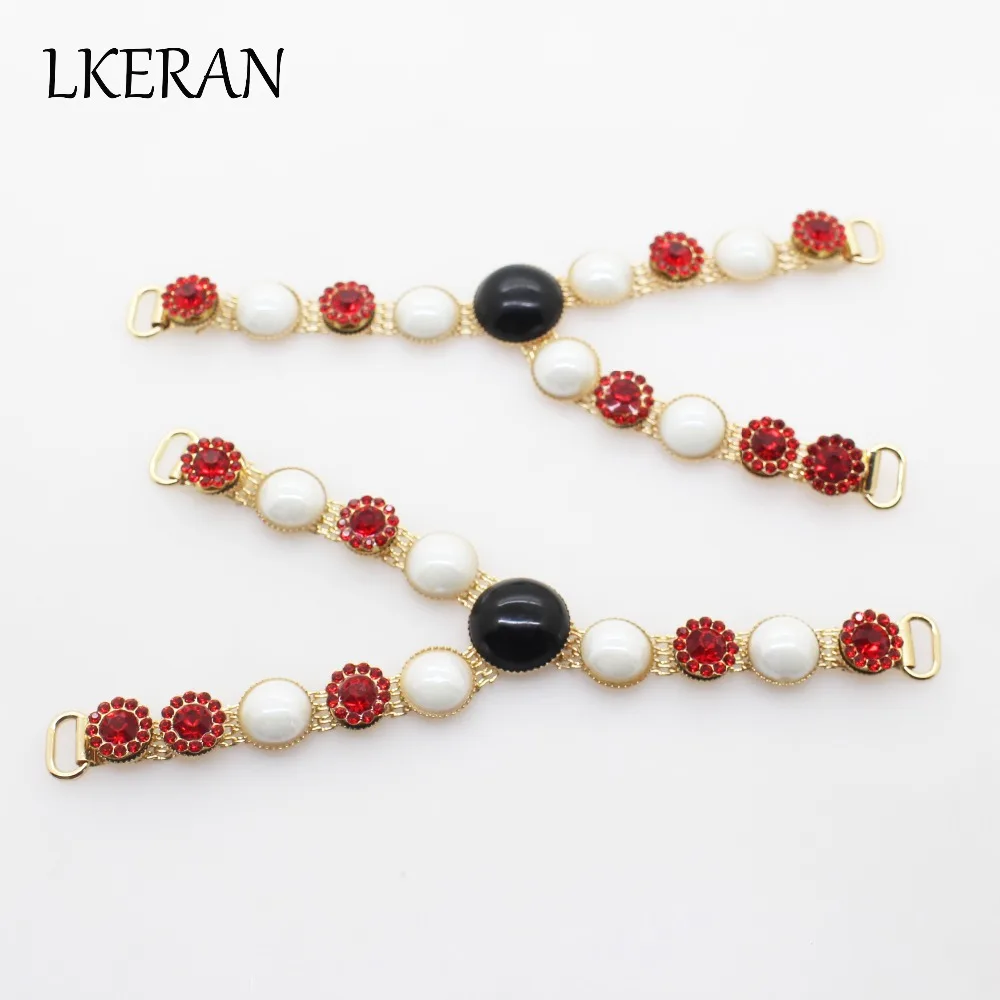Charm 1 Pair 125mm*78mm White Pearl red crystal Slipper Chain DIY Garment accessories Metal Rhinestone bikini Ornament buckle | Дом и сад