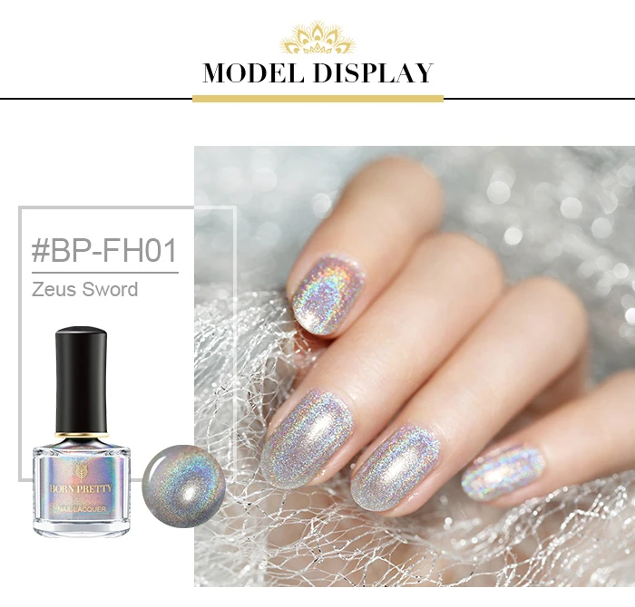 BORN PRETTY 6ml Iridescent Shiny Holographic Nail Polish Wonderworld Glitter Series Sequins Nail Art Lacquer Manicure Tools