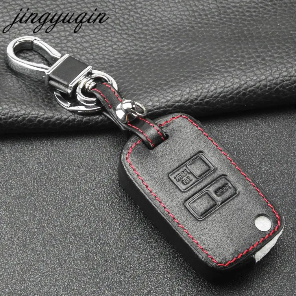 Jingyuqin кожаный флип дистанционный чехол для ключей 2 кнопки для Toyota RAV4 Avalon Echo Prado Tarago Camry Tarago для Lexus Fob крышка
