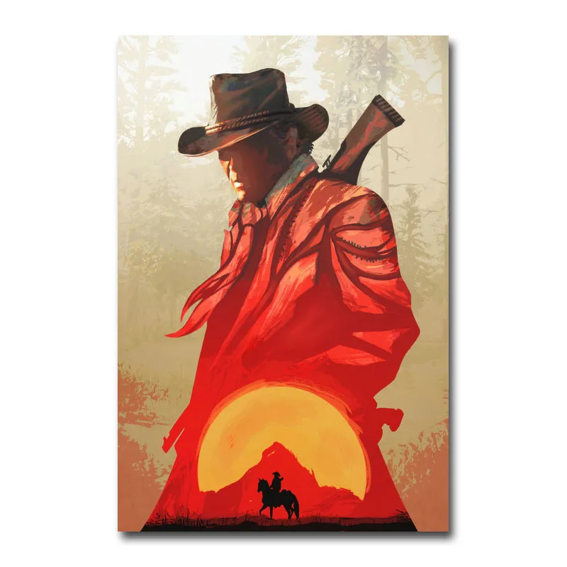 Холщовый постер Red Dead выкуп 2 настенный художественный принт картина обои 20x30 60x90