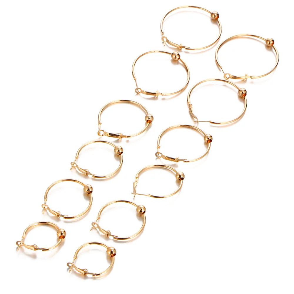 6 пар круглые серьги кольца с бусинами|colorful hoop earrings|hoop earringsloop earrings |