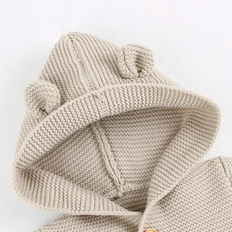 Infants Baby Winter Hooded Sweater Romper Newborn Fur Collar Knitted Cardigan Baby Boys Girls Christmas Jumpsuit Clothes