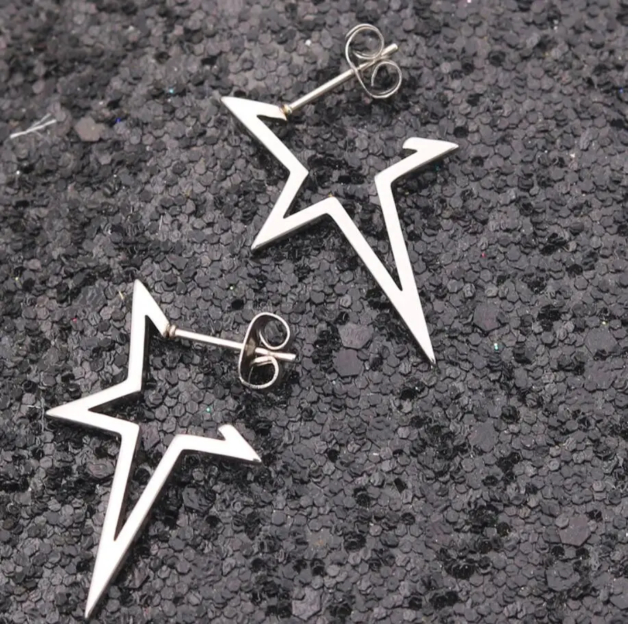 Steel Stud Earrings 4 шт Т-образные квадратные серьги, круглые серьги, треугольные серьги-гвоздики для женщин, ювелирное изделие, рождественские подарки - Окраска металла: Steel Stud Earrings