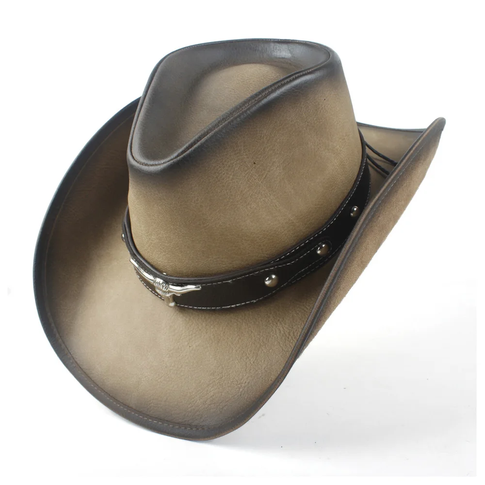 2019 новая кожаная Ковбойская шапка Cowgirl с изображением бычьей головы и кожаного