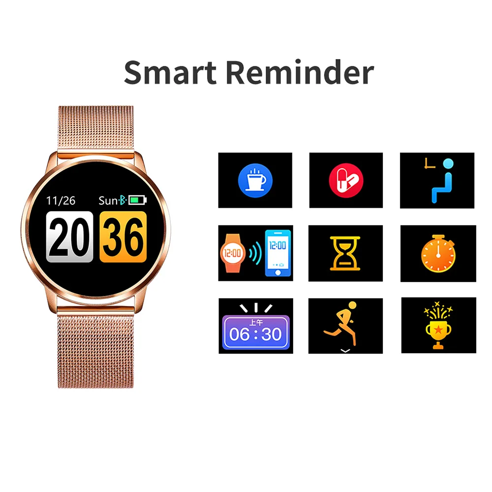 LEMFO Q8 1 0 дюймов OLED Смарт часы для женщин Водонепроницаемый Фитнес браслет умные 30