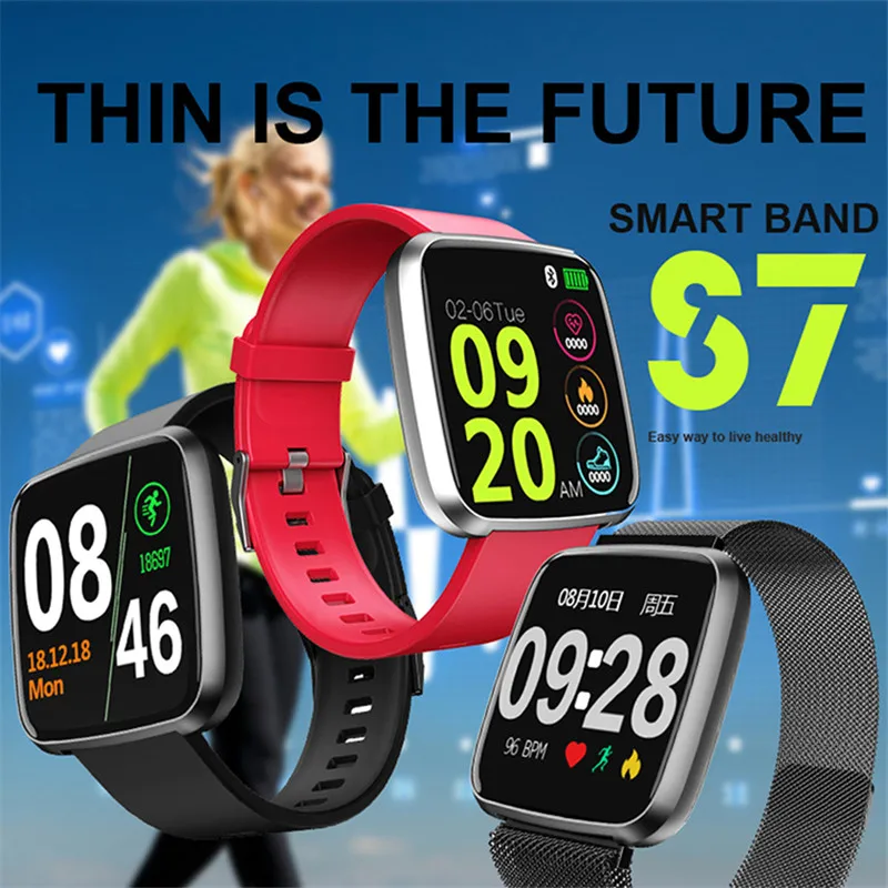 ESEED S7 Smart Bracelet 1.3 inch Fitness Tracker IP67 Heart Rate Monitor BT 4.0 Watch Wristband for apple xiao mi band 4 | Электроника