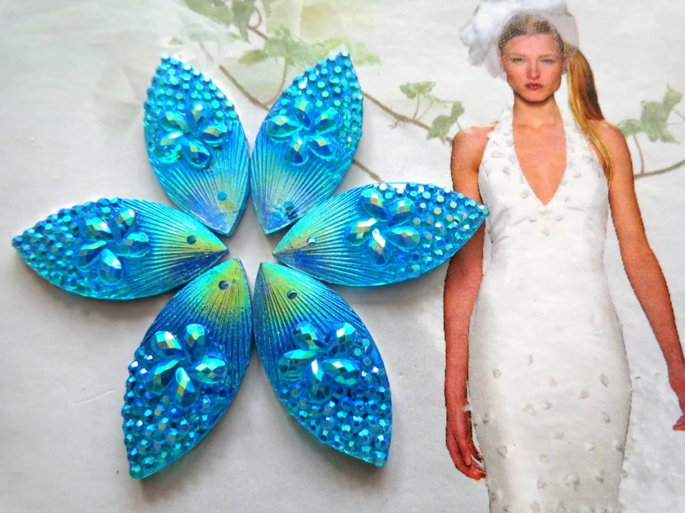 11*24mm Sew on Rhinestones Navette shape flatback crystal light blue AB colour beads resin gemstones for dress 60pcs/lot |