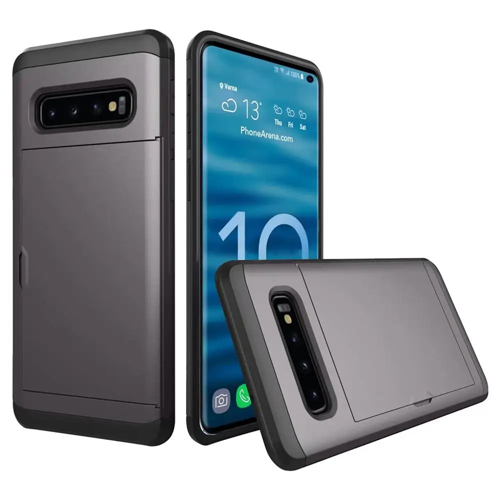Серый Чехол для samsung Galaxy S10 Plus, чехлы с карманом для карт, Роскошный чехол для телефона, чехол для Galaxy ys10 S10Plus S10e S 10 E 10 S, чехол для ПК, Fundas - Цвет: Серый