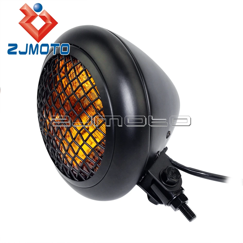 Черная фара дальнего/ближнего света сетчатый гриль винтажная передняя для Кафе