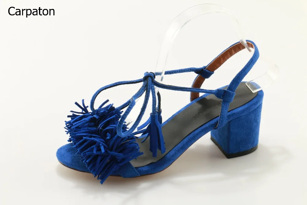 Новые 2017 Для женщин сплошной синий Ремешок на щиколотке выдалбливают открытым