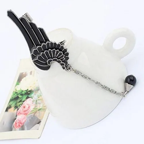 Оптовая продажа винтажная черная эмалированная Ушная манжета в форме крыла с не