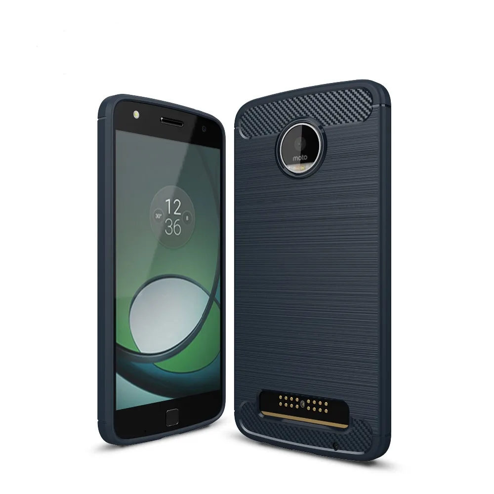 Углерода Волокно для Moto Z Play чехол мягкий силиконовый противоскользящей