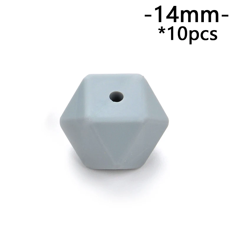 dimgray LOFCA 10 шт силиконовые бусины 14 мм шестигранные мини-бусины меньшего размера прорезиненное Силиконовое ожерелье для прорезывания зубов - Цвет: dimgray