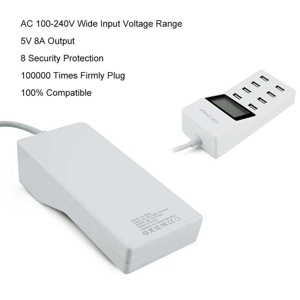 8 USB портов США ЕС мульти зарядное устройство с ЖК экраном смарт для oneplus 5 3t Huawei P10 MI