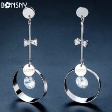 Bonsny серебряный камень бант кольцо буквы кубические циркониевые