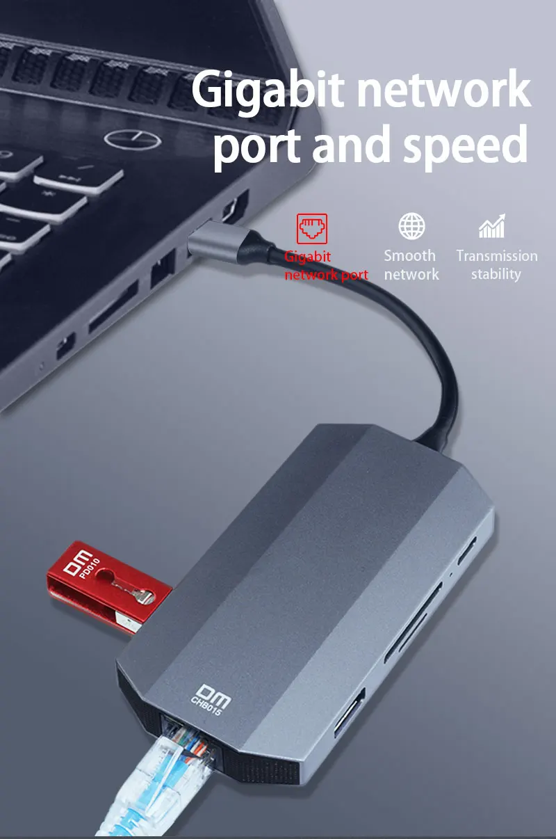 9 в 1 type c концентратор с usb3.0 TF карта SD карта HDMI PD аудио и 1000 Мбит/с ethernet порт Поддержка 4k