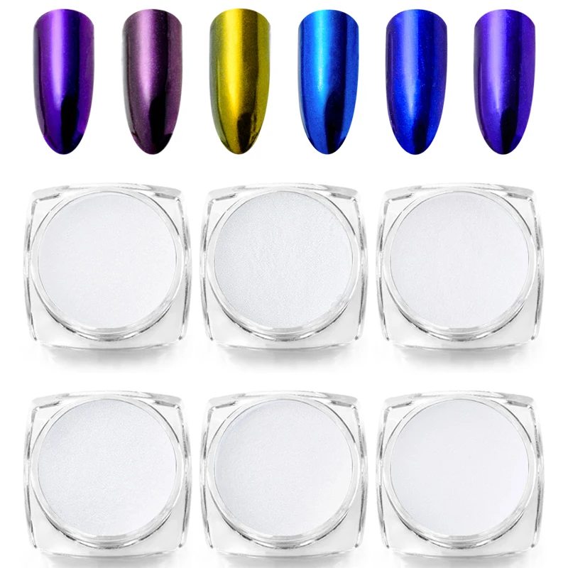 MEET ACROSS 6 Box/set Glimmer Nail Glitter Laser Gradient Mirror Effect 3D Powder Dust Manicure Nails Decoration | Красота и здоровье