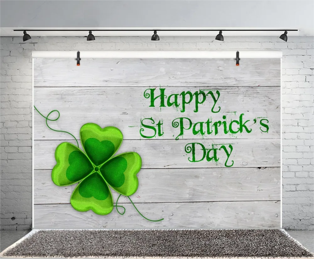 Laeacco Wooden Board Clovers St. Patrick's Day Photography Background Customized Photographic Backdrops For Photo Studio | Электроника