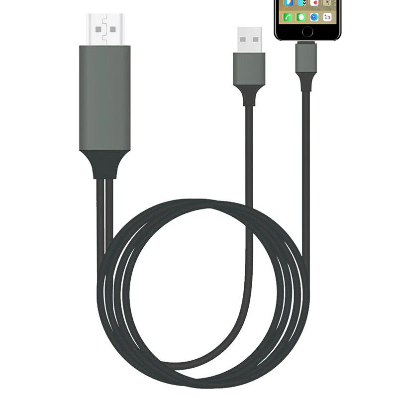 Grey Black IOS TYPE C Microusb Android HDMI кабель HD tv телефон к tv Ссылка для iPhone 5 6 7 8 Plus X XS MAX XR для Xiaomi huawei samsung S10 - Цвет: Grey Black
