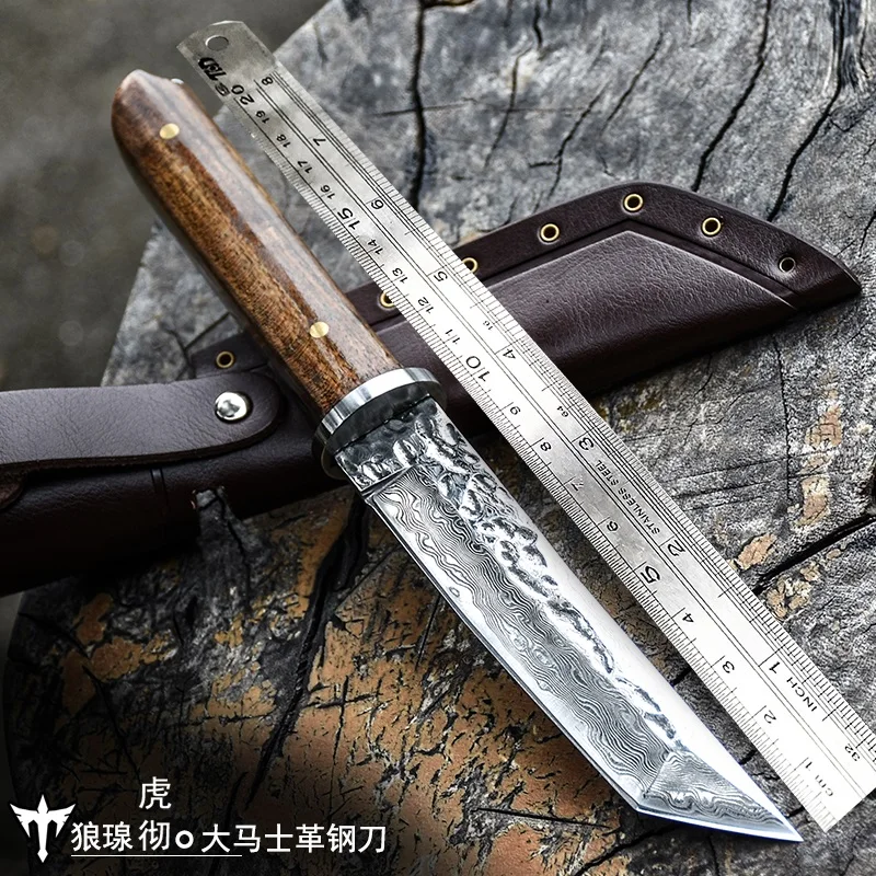 Voltron Damascus steel forged pattern steel knife, sharp with self-defense military, wild survival knife