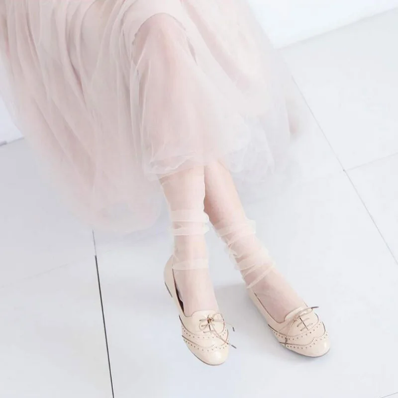 ZZIYEETTM 1 пара женские летние блестящие носки Harajuku из пряжи дышащие современные