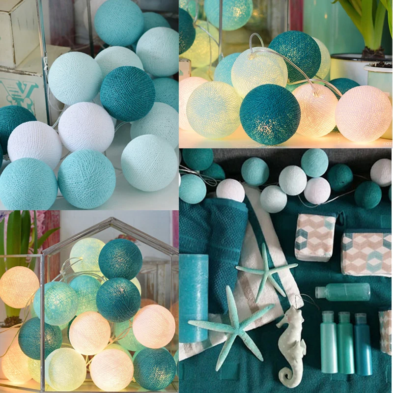 Thai Style Led Cotton ball string light AC &amp Battery Fairy Lights Outdoor Decoration Holiday Garland Christmas | Освещение