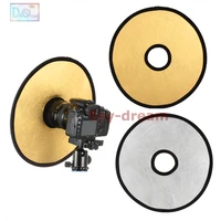30cm 2 in 1 golden silver collapsible light round photography hollow reflector for studio foto photo camera