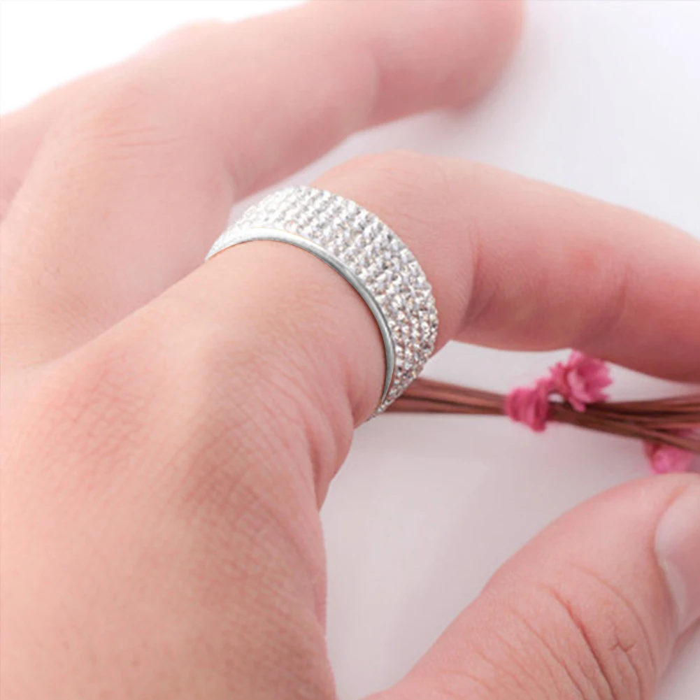Luxury 5 Rows FAshion Rings Unisex Pave Rhinestone Inlay Finger Women Men Shiny Silver Plated Bride Wedding Jewelry | Украшения и