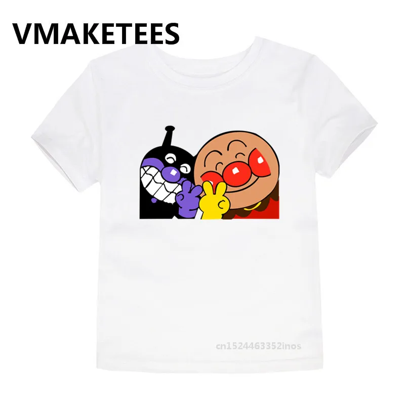 Anpanman/футболка для мальчиков и девочек с мультяшным принтом детская одежда Baikinman