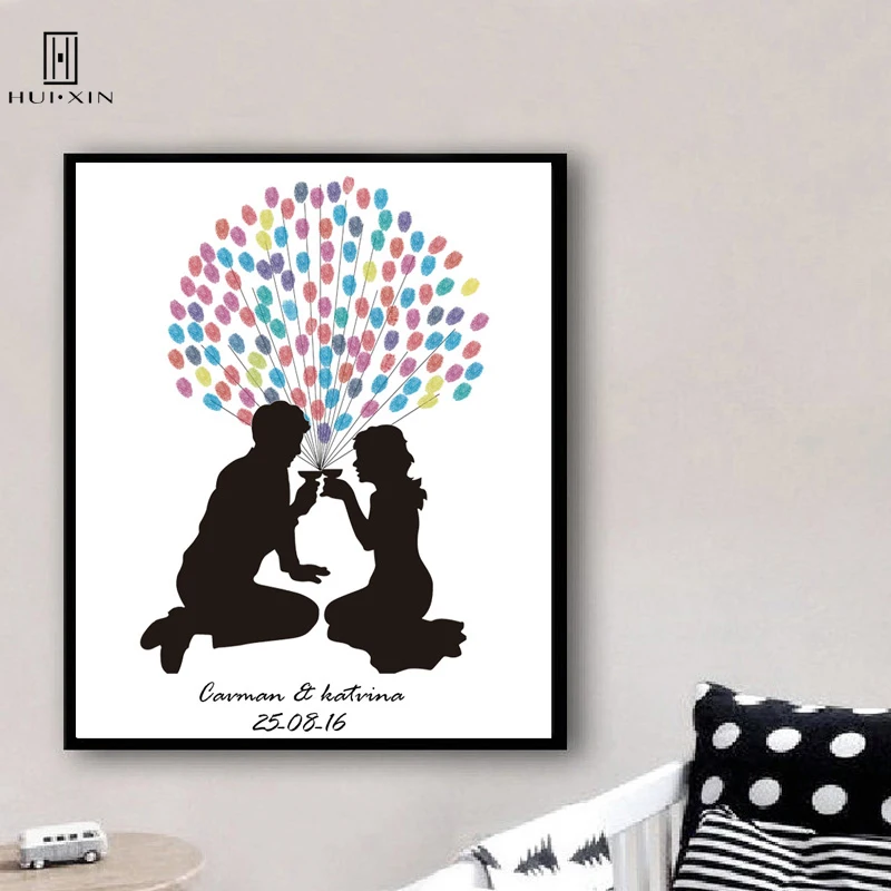 

DIY Fingerprint Guestbook Souvenir Romantic Loving Couple Making Commitments Best Wishes for Happy Life Special Wedding Gift