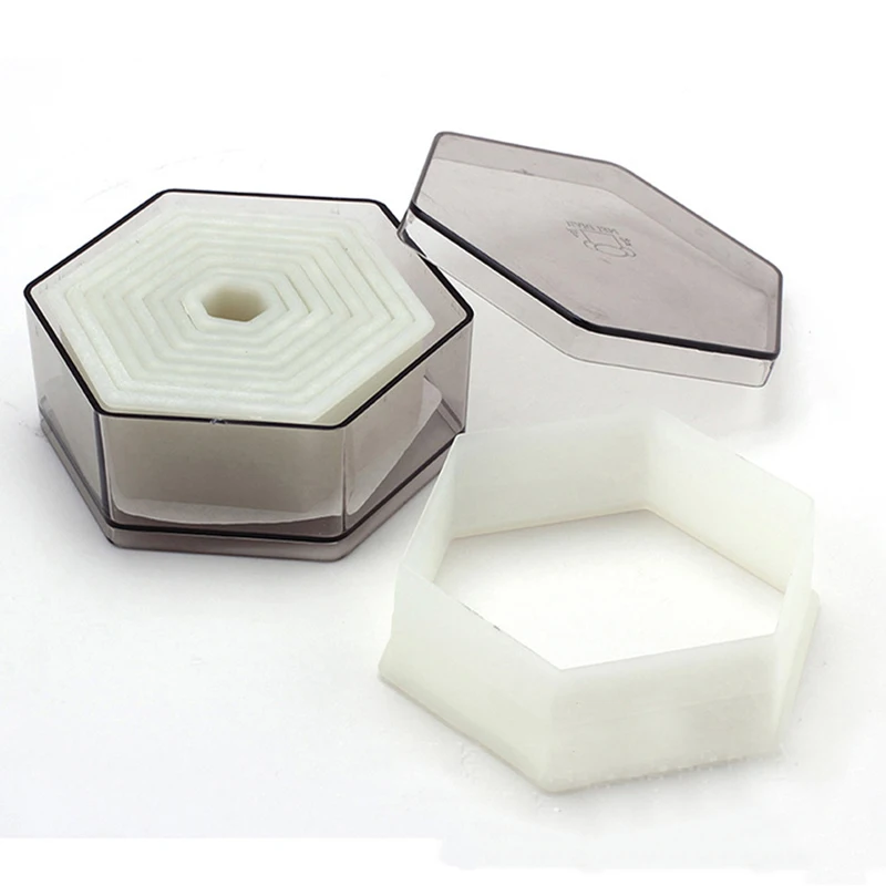 

High Grade Nylon Plastic (9pcs Per set) Flat Hexagon Shaped Biscuit Mold Fondant Bread Cake Sweets Candy Pastry tools